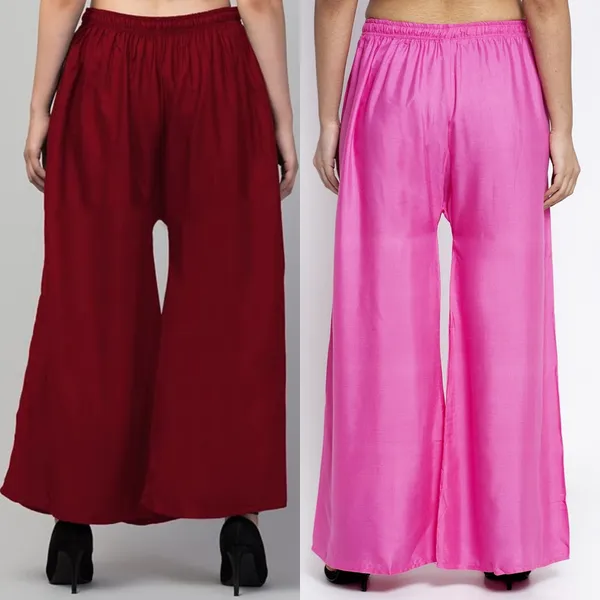 Maroon_And_Pink_Rayon_Flared_Palazzo_Pants_For_Women