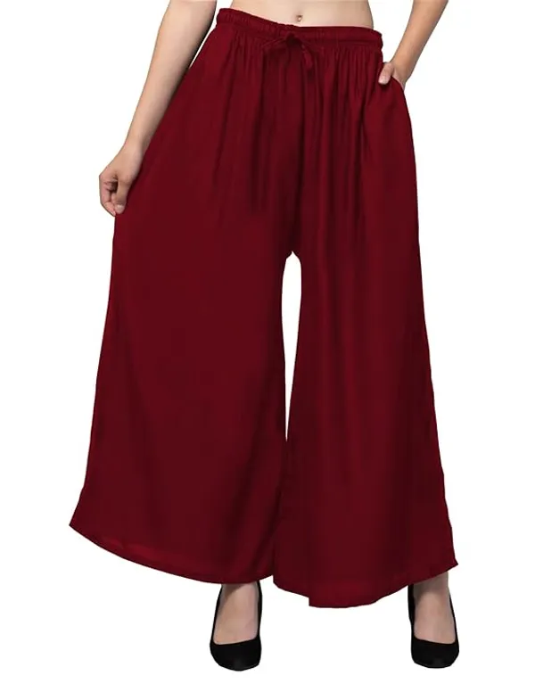Maroon_Rayon_Wide_Leg_Palazzo_Pants_For_Women