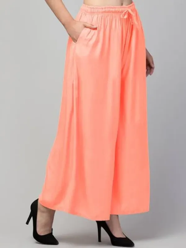 Peach_Rayon_Wide_Leg_Flared_Palazzo_Pants_For_Women