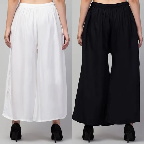 Black_And_White_Rayon_Wide_Leg_Palazzo_Pants_For_Women