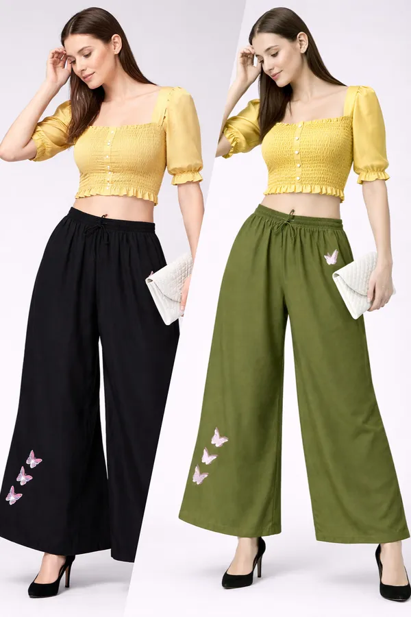 Black_Olive_Green_Rayon_Wide_Leg_Butterfly_Print_Palazzo_Pants_For_Women