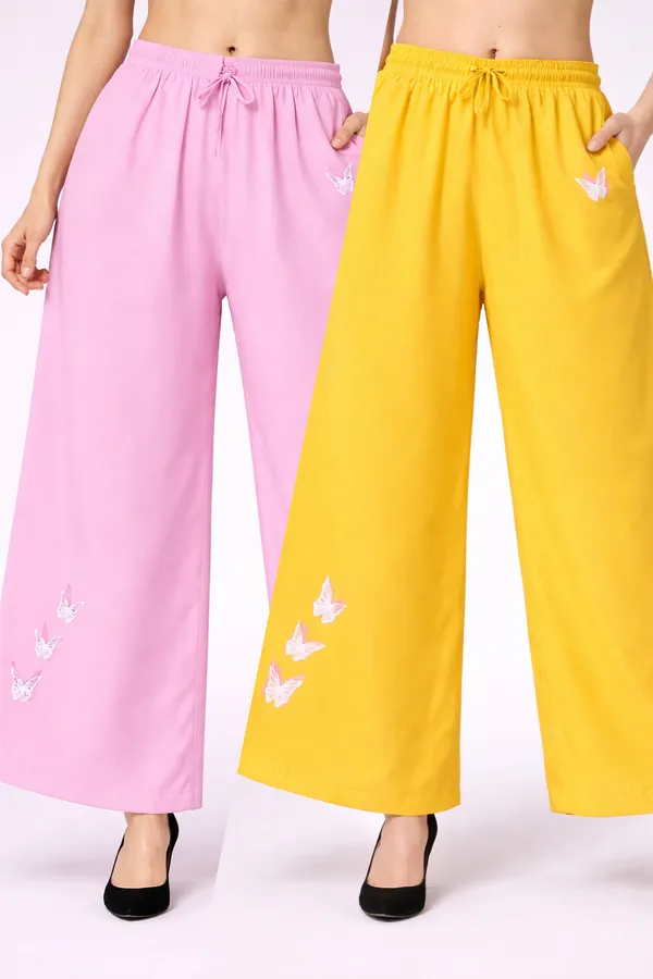 Pink_Yellow_Rayon_Smocked_Crop_Top_Butterfly_Print_Palazzo_Co_Ord_Set_For_Women