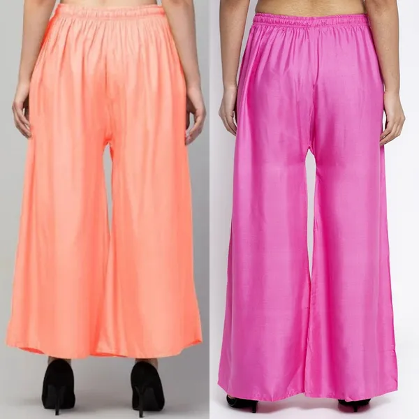 Peach_And_Pink_Rayon_Wide_Leg_Palazzo_Pants_For_Women