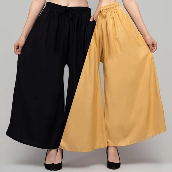 Black_And_Mustard_Rayon_Flared_Palazzo_Pants_For_Women