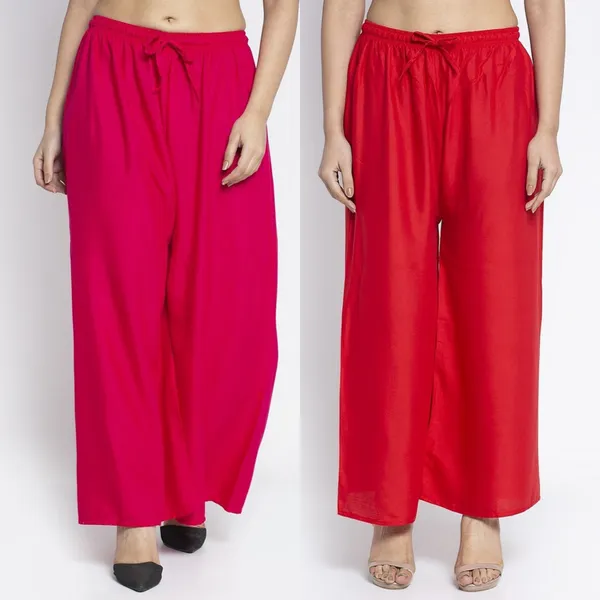 Pink_And_Red_Rayon_Flared_Palazzo_Pants_For_Women