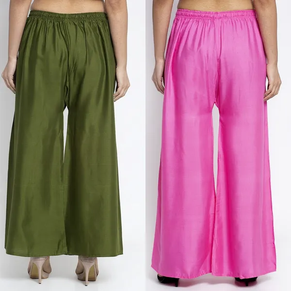 Olive_Green_And_Pink_Rayon_Wide_Leg_Palazzo_Pants_For_Women