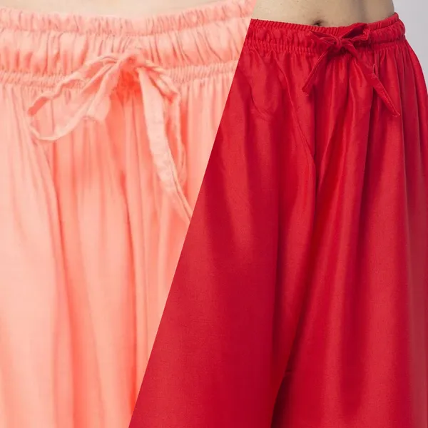 Peach_And_Red_Rayon_Wide_Leg_Palazzo_Pants_For_Women