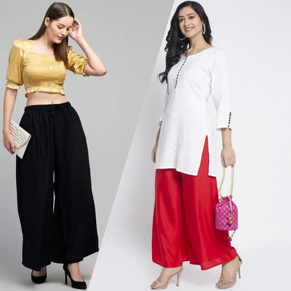 Black_And_Red_Rayon_Flared_Palazzo_Pants_For_Women
