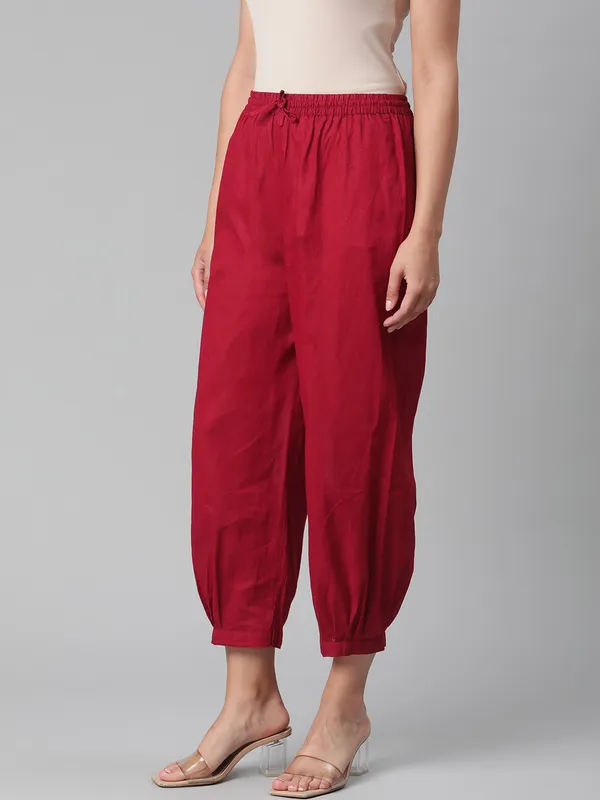 Maroon_Rayon_Ankle_Length_Harem_Pants_For_Women