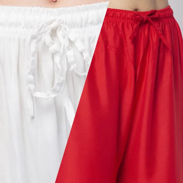 White_And_Red_Rayon_Wide_Leg_Palazzo_Pants_For_Women