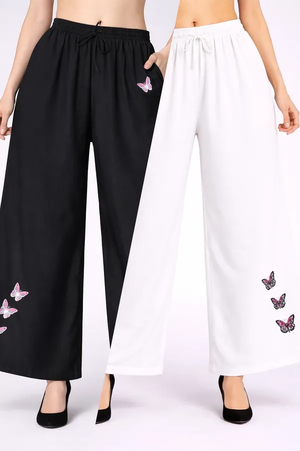 Black_White_Rayon_Wide_Leg_Butterfly_Print_Palazzo_Pants_For_Women
