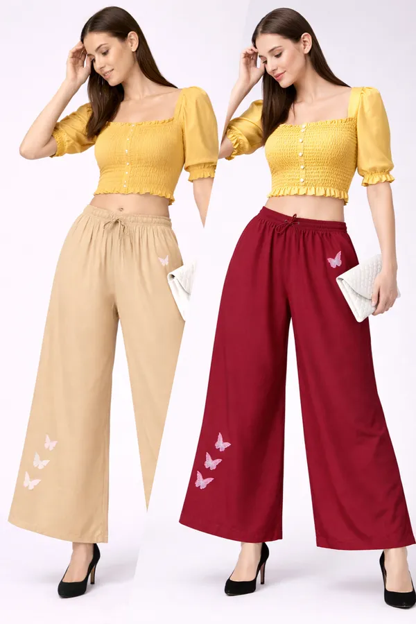 Beige_Maroon_Rayon_Relaxed_Butterfly_Print_Palazzo_Pants_For_Women