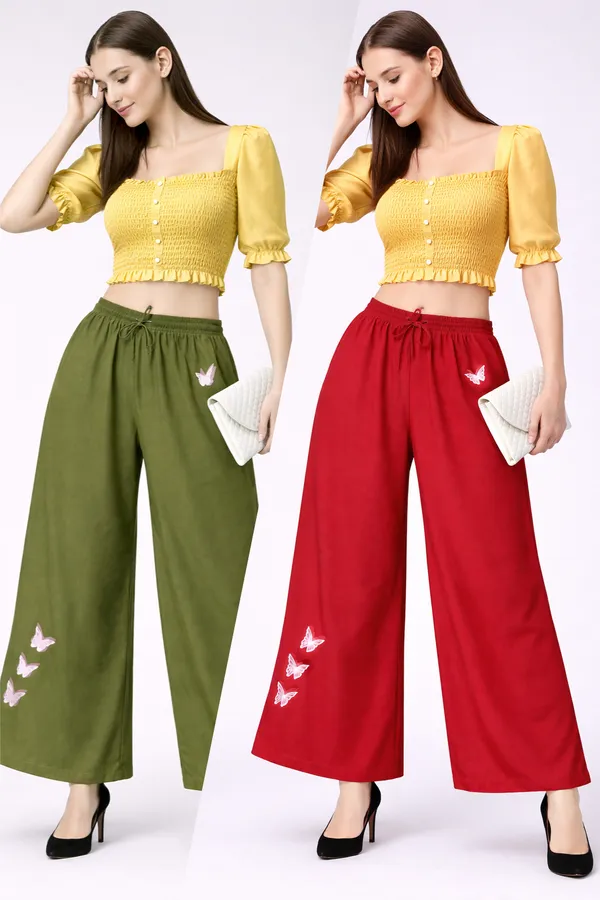 Green_Red_Rayon_Wide_Leg_Butterfly_Print_Palazzo_Pants_For_Women