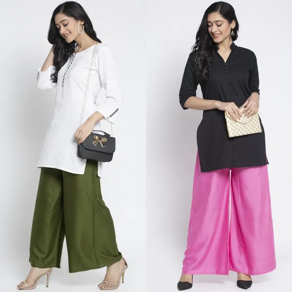 Olive_Green_And_Pink_Rayon_Wide_Leg_Palazzo_Pants_For_Women