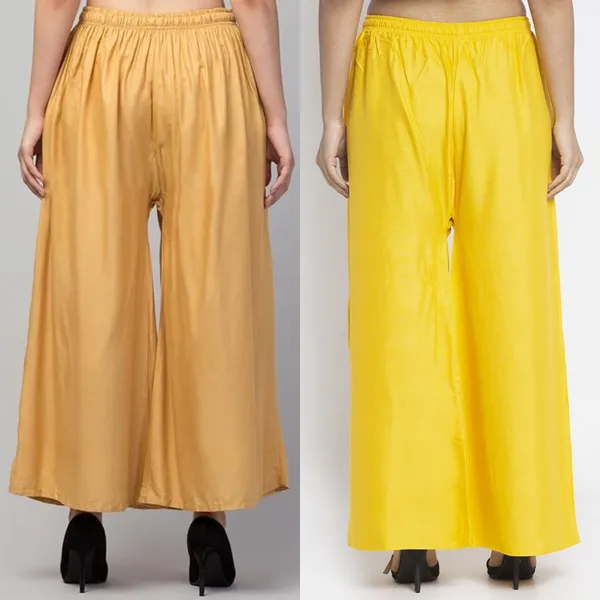 Beige_And_Yellow_Rayon_Wide_Leg_Palazzo_Pants_For_Women
