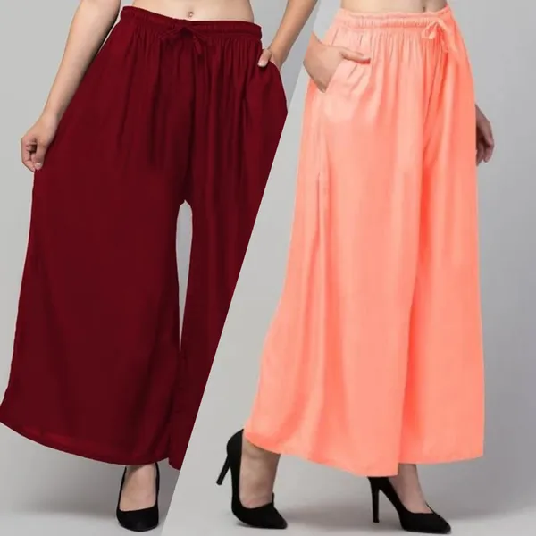 Maroon_And_Peach_Rayon_Flared_Palazzo_Pants_For_Women