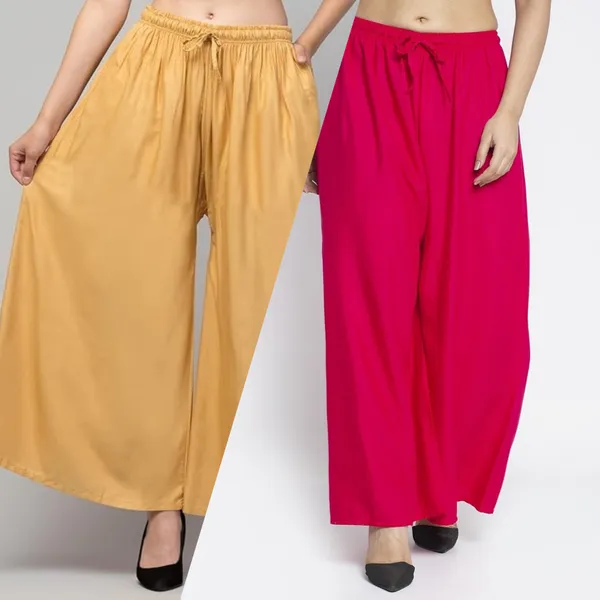 Mustard_And_Pink_Rayon_Wide_Leg_Palazzo_Pants_For_Women