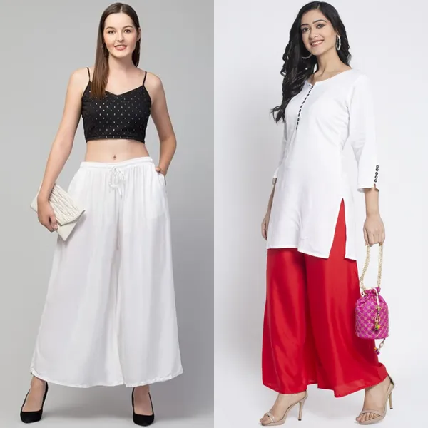 White_And_Red_Rayon_Wide_Leg_Palazzo_Pants_For_Women