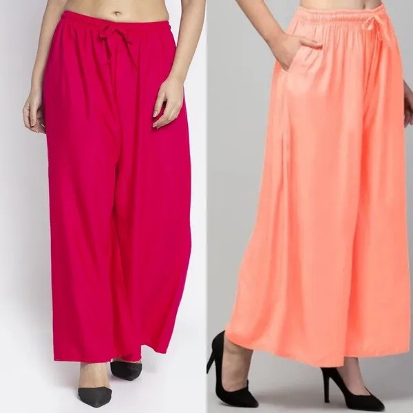 Pink_And_Peach_Rayon_Wide_Leg_Palazzo_Pants_For_Women
