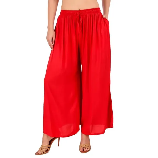 Red_Rayon_Wide_Leg_Flared_Palazzo_Pants_For_Women