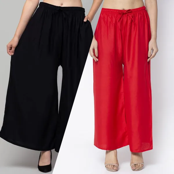 Black_And_Red_Rayon_Flared_Palazzo_Pants_For_Women