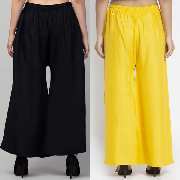 Black_And_Yellow_Rayon_Wide_Leg_Palazzo_Pants_For_Women