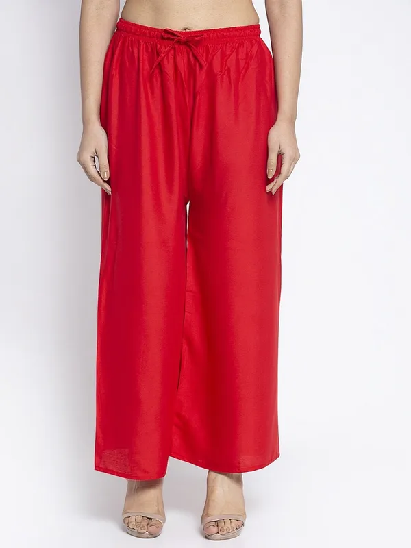 Red_Rayon_Wide_Leg_Flared_Palazzo_Pants_For_Women
