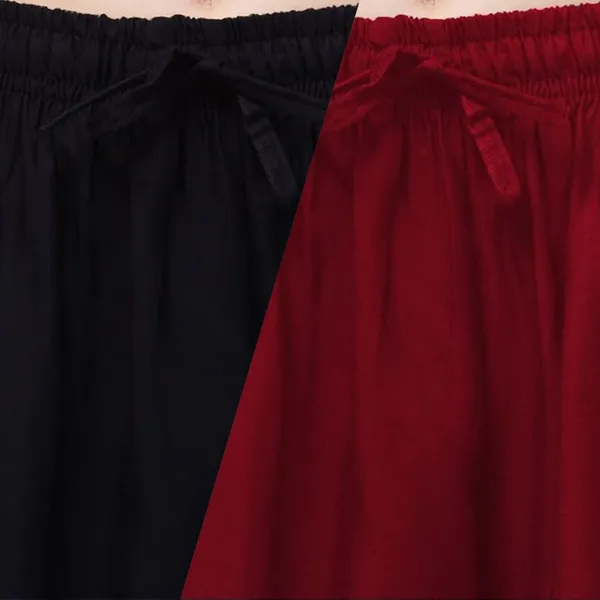 Black_And_Maroon_Rayon_Wide_Leg_Palazzo_Pants_For_Women