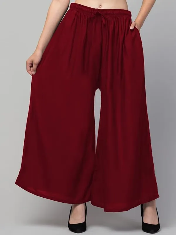 Maroon_Rayon_Wide_Leg_Palazzo_Pants_For_Women