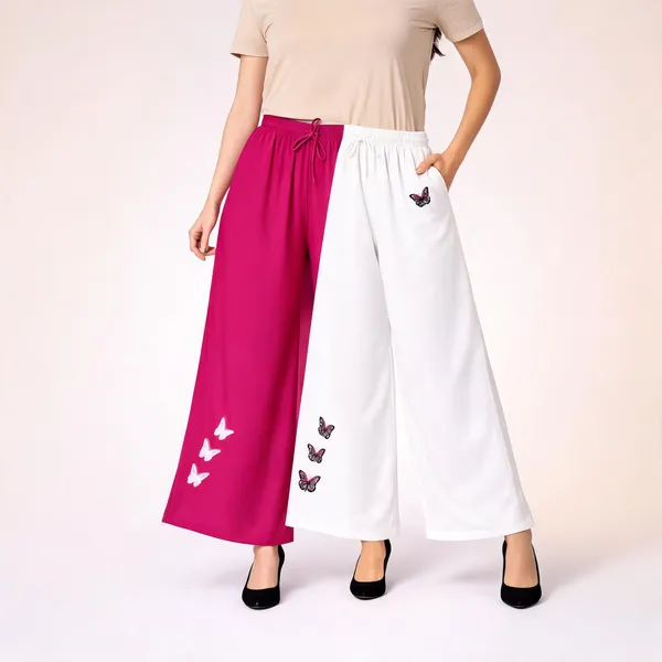 Pink_White_Rayon_Wide_Leg_Butterfly_Print_Palazzo_Pants_For_Women
