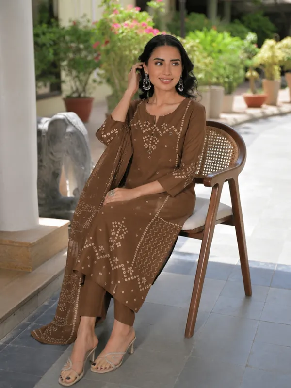 Brown_Women_Pure_Cotton_Mirror_Work_Kurta_Set_with_Dupatta