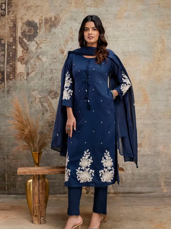 Navy_Blue_Women_Pure_Cotton_Embroidered_Kurta_Set_with_Dupatta