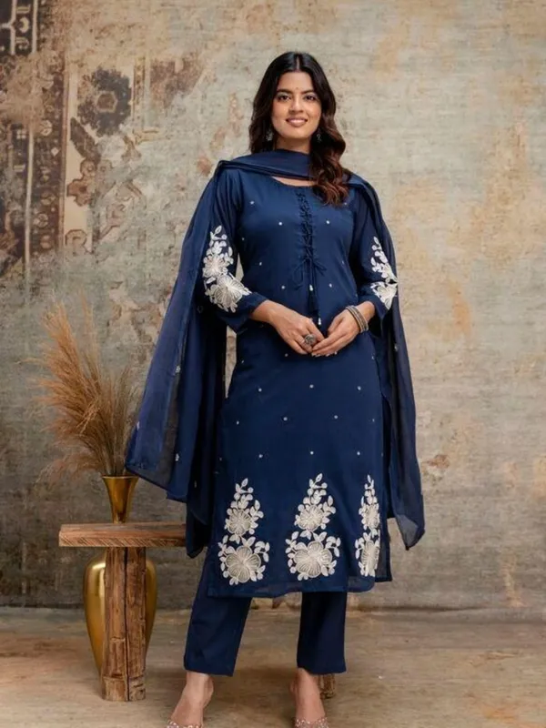 Navy_Blue_Women_Pure_Cotton_Embroidered_Kurta_Set_with_Dupatta