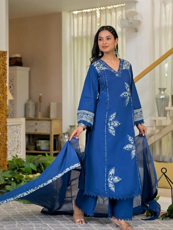 Royal_Blue_Women_Pure_Cotton_Embroidered_Kurta_Set_with_Dupatta