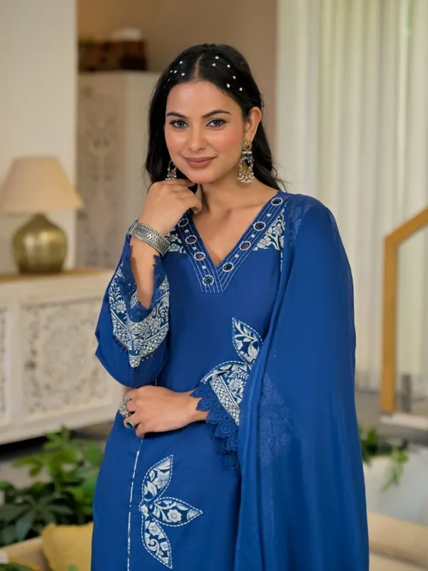 Royal_Blue_Women_Pure_Cotton_Embroidered_Kurta_Set_with_Dupatta