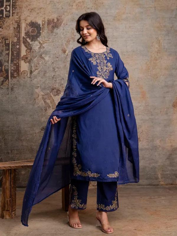 Navy_Blue_Women_Pure_Cotton_Embroidered_Kurta_Set_with_Dupatta