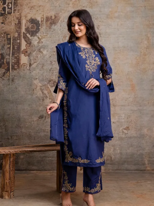 Navy_Blue_Women_Pure_Cotton_Embroidered_Kurta_Set_with_Dupatta