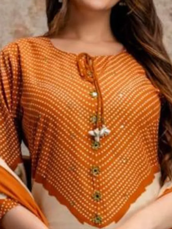 Mustard_Orange_Women_Pure_Cotton_Printed_Kurta_Set_with_Dupatta
