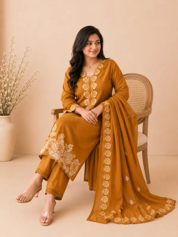 Mustard_Women_Pure_Cotton_Printed_Kurta_Set_with_Dupatta