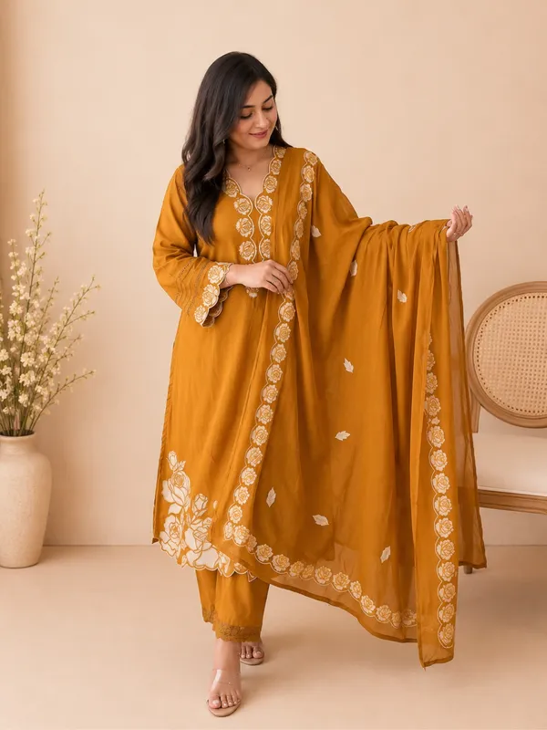 Mustard_Women_Pure_Cotton_Printed_Kurta_Set_with_Dupatta