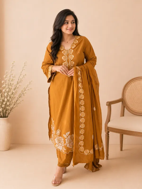 Mustard_Women_Pure_Cotton_Printed_Kurta_Set_with_Dupatta