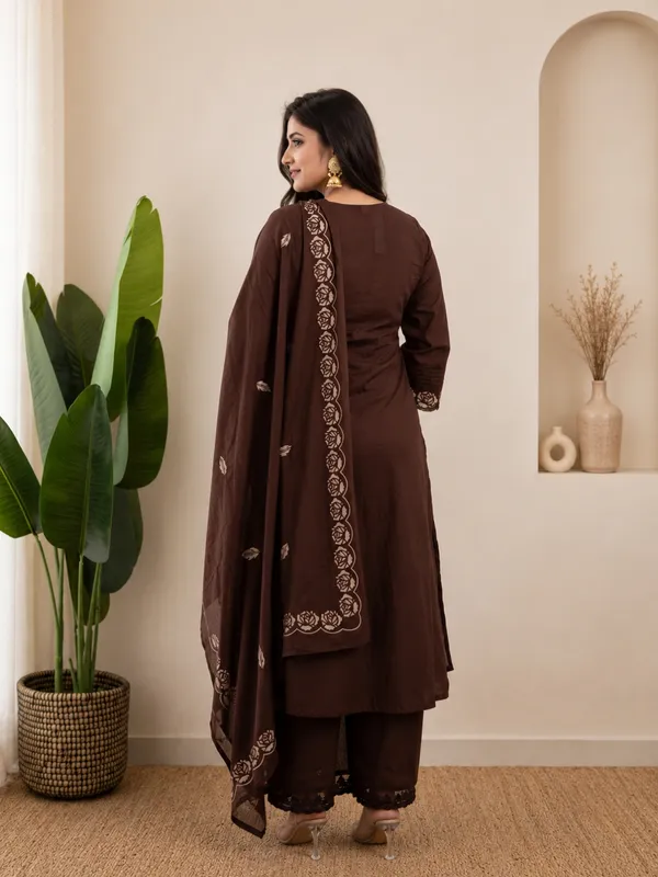 Coffee_Brown_Women_Pure_Cotton_Printed_Kurta_Set_with_Dupatta