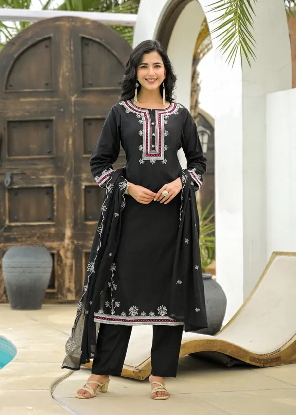 Black_Cotton_Embroidered_Suit_Set_With_Contrast_Detailing_–_Elegant_Daily_&_Festive_Wear