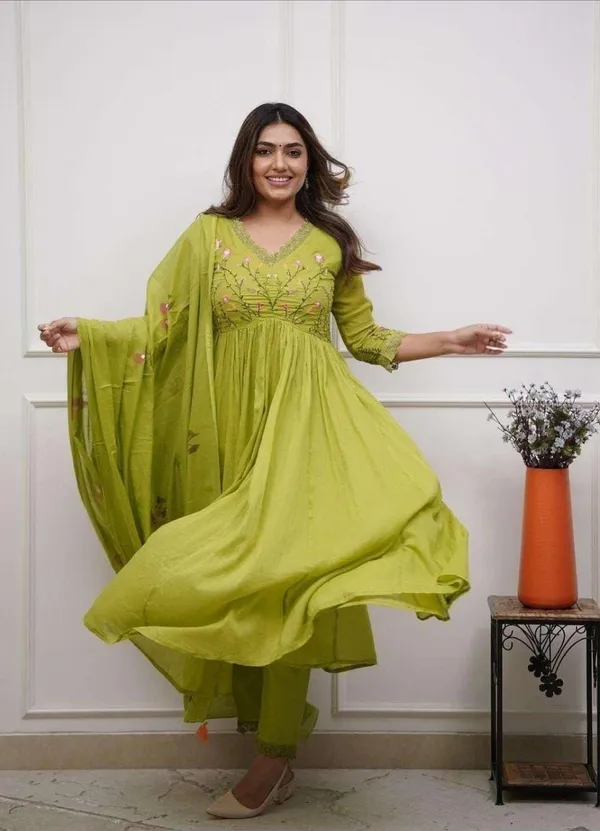 Lime_Green_Cotton_Embroidered_Anarkali_Suit_Set_For_Women_With_Dupatta