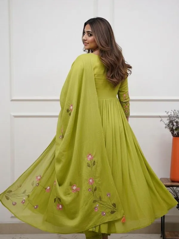 Lime_Green_Cotton_Embroidered_Anarkali_Suit_Set_For_Women_With_Dupatta