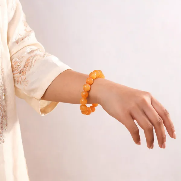 Orange_Aventurine_Beaded_Bracelet_For_Unisex