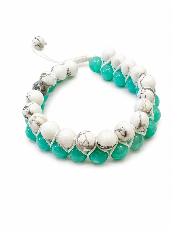 Teal_And_White_Beaded_Adjustable_Bracelet_for_Women