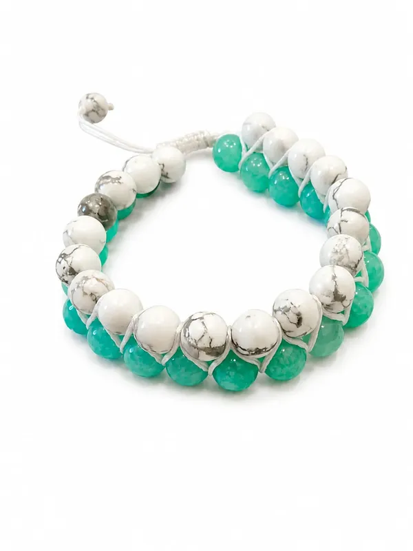 Teal_And_White_Beaded_Adjustable_Bracelet_for_Women