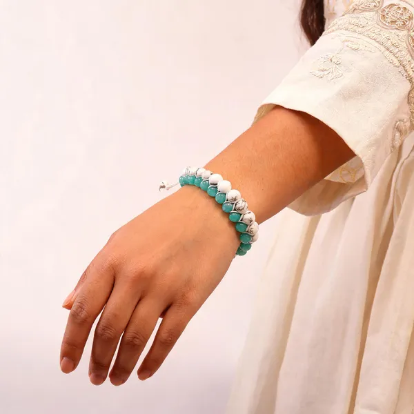 Teal_And_White_Beaded_Adjustable_Bracelet_for_Women