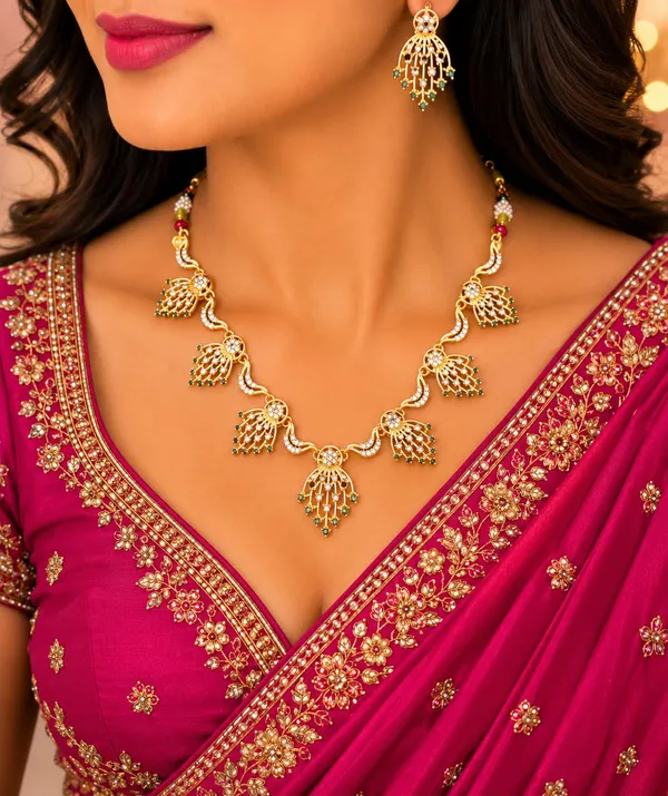 18kt_Gold_Plated_Leaf_Motif_Necklace_Earrings_Set_For_Women_|_Anti_Tarnish